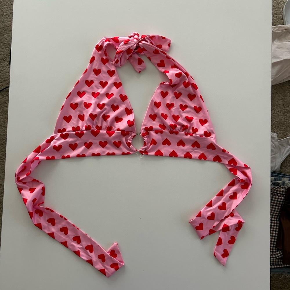 Forever 21 Pink and Red Heart Crop Top